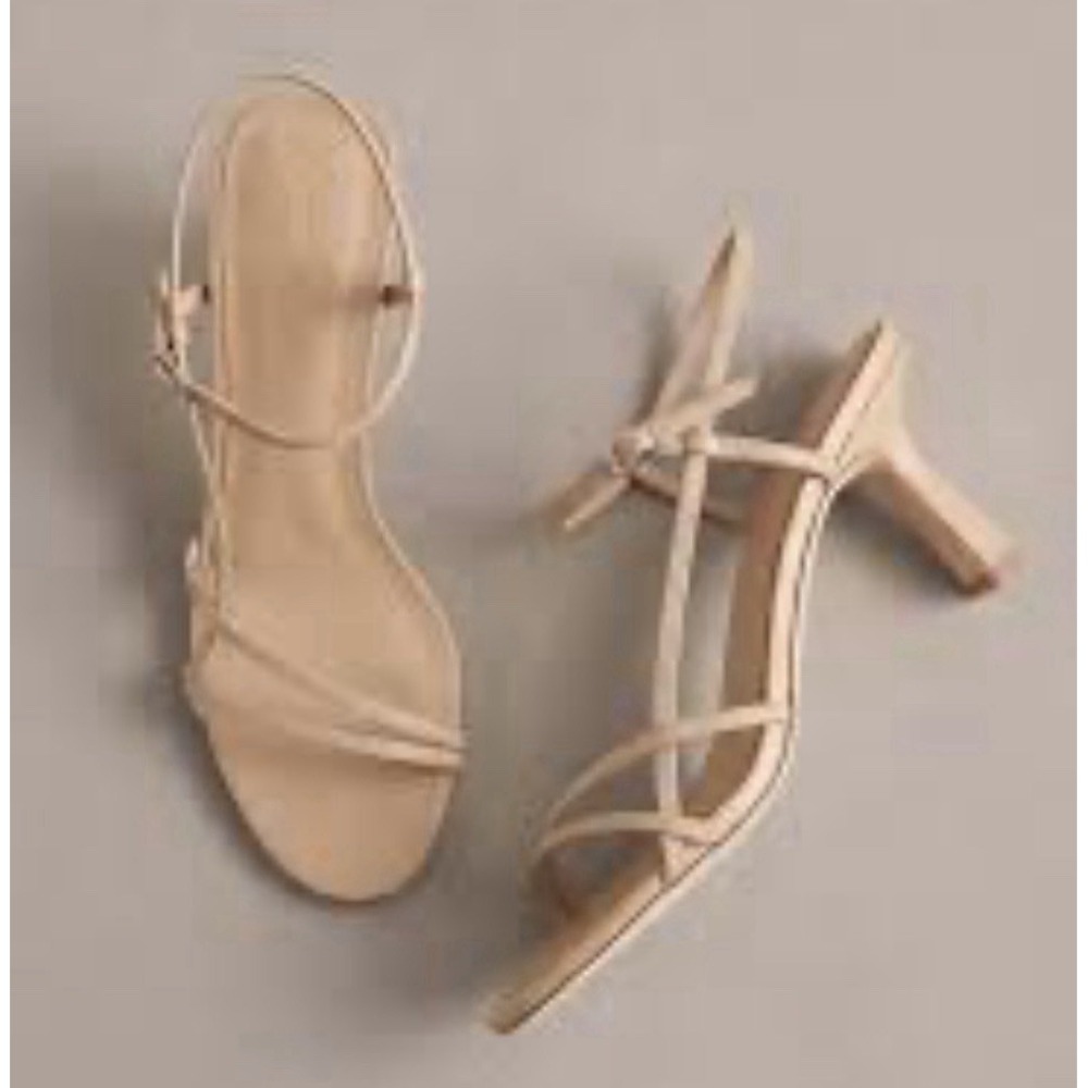 Quince Italian Leather 70mm Strappy Heel Sandals Size 9 Cashew Nude Minimalist